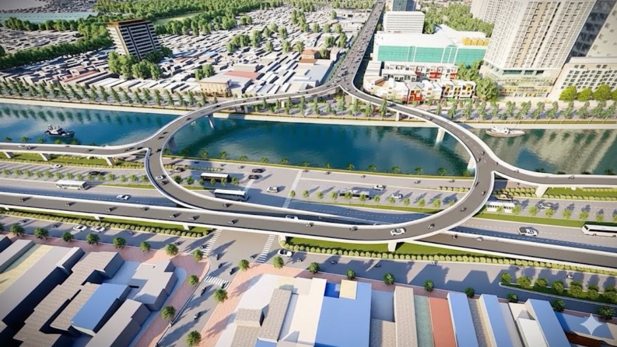 Phối cảnh cầu cạn Nguyễn Khoái vượt kênh Tẻ và rạch Bến Nghé